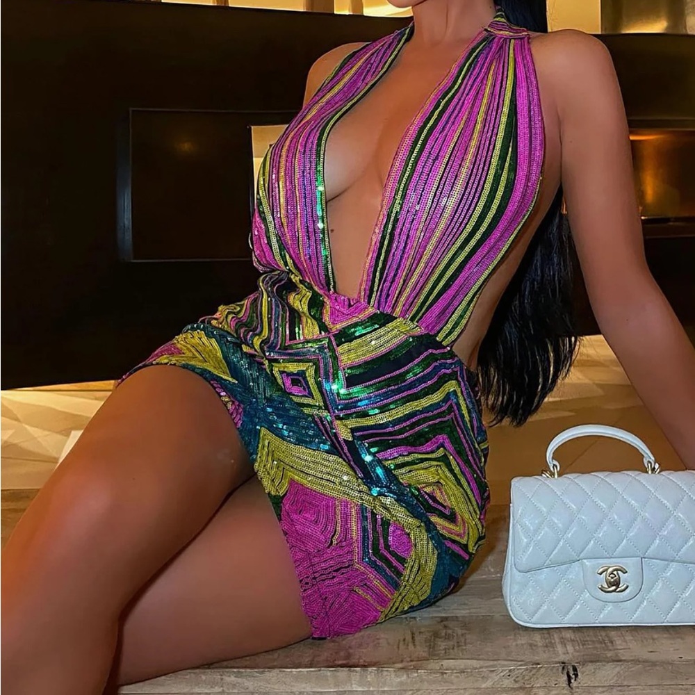 Fashion Nova: All Types Sequin Mini Dress - Multi